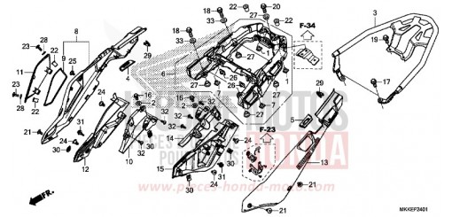 SEITENABDECKUNG/HINTERER TRAEGER (CRF1000A2/AL2/D2/DL2) CRF1000A2K de 2019